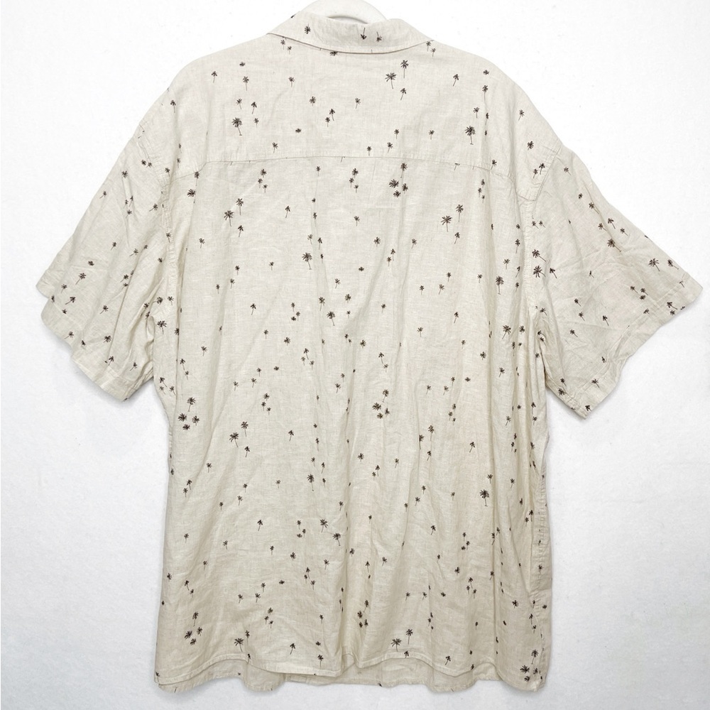 Winston Shirt Button Front Short Sleeve 3XL Khaki Palm Tree Print Vacation Linen - Picture 2 of 8